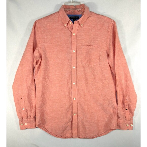 Banana Republic Men's Button Up Linen Blend Med Slim Fit Long Sleeve Shirt - Picture 1 of 8
